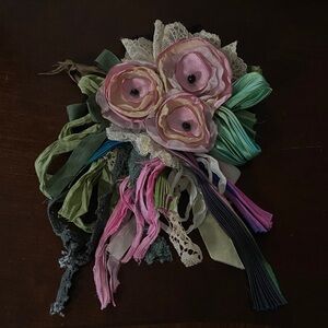 Floral Fabric Brooch with Pink and Green Accents like Zadie B’s